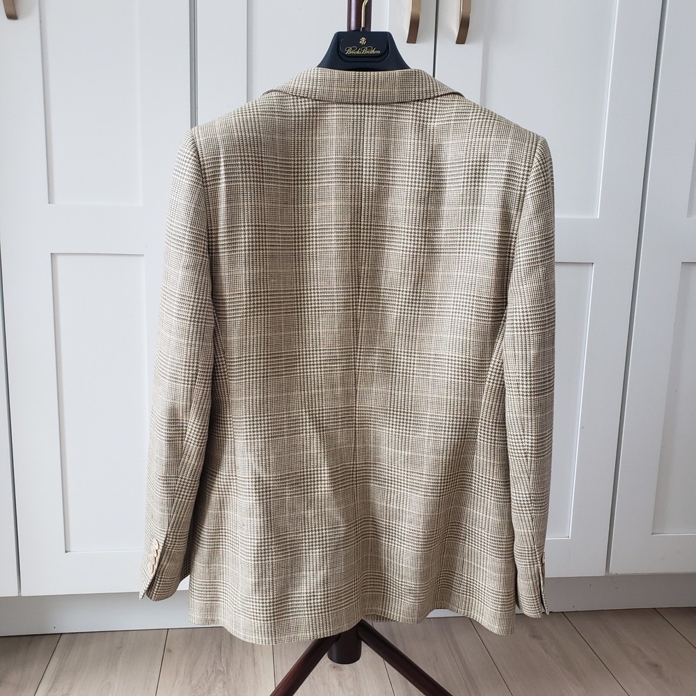Brooks Brothers Blazer Women 10 Silk Wool Linen Houndstooth Jacket Made in Italy - Picture 2 of 11